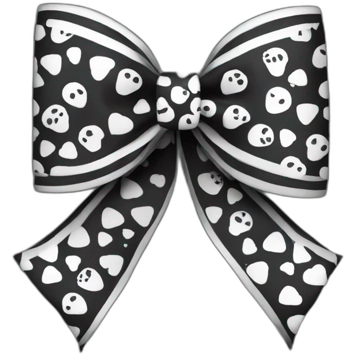 Black with skull pattern bow emoji