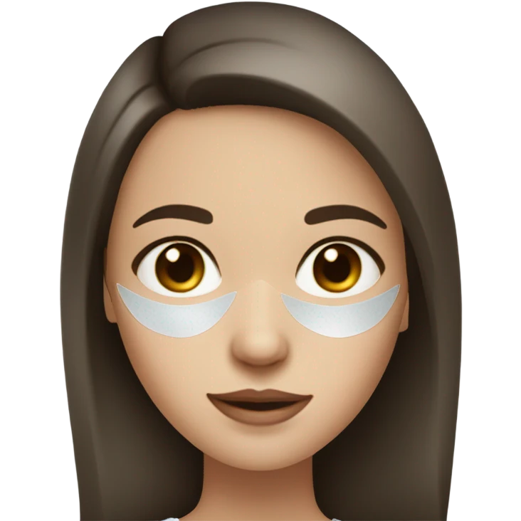White  care on white freackles skin of a brunett blue eyes girl under eyes gel Gold eye patches emoji