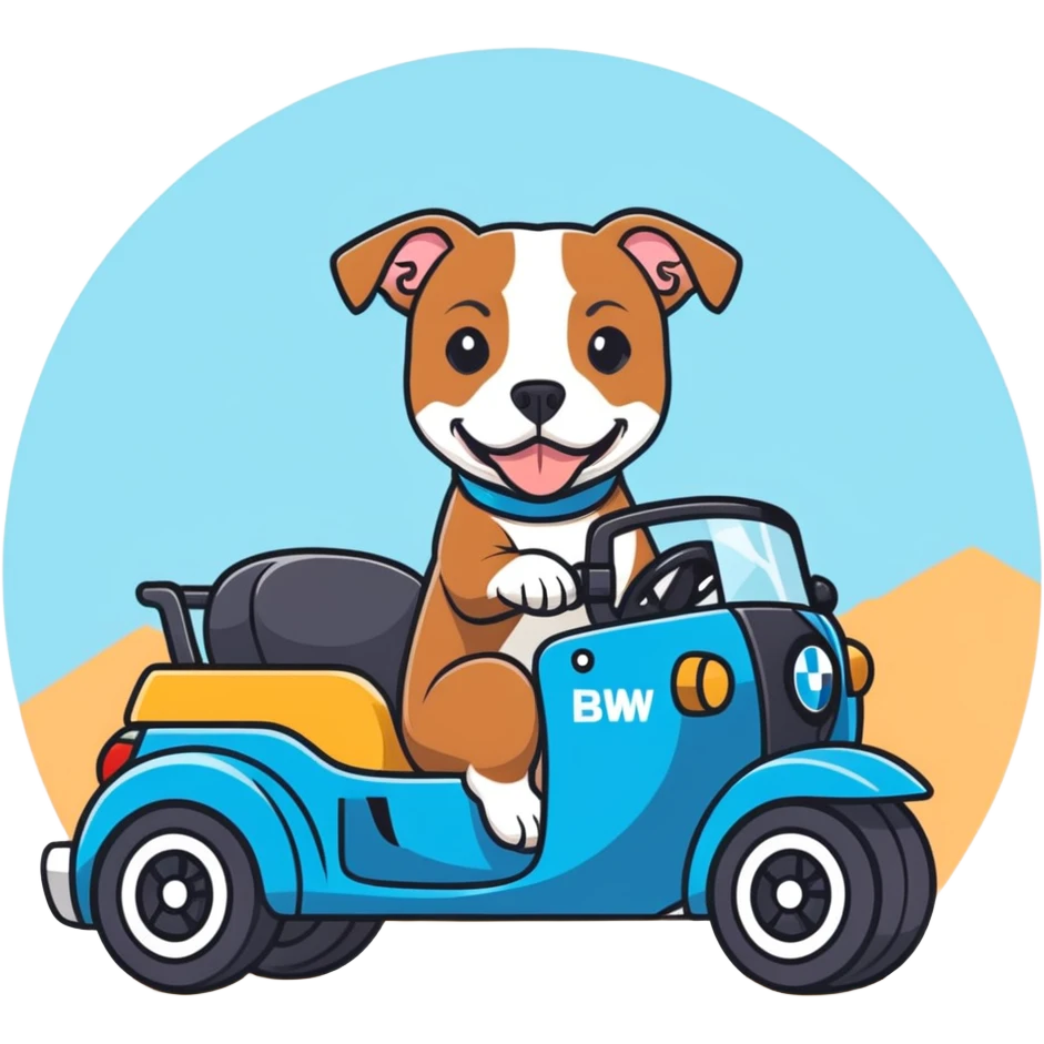 Female Pitbull driving a bmw emoji
