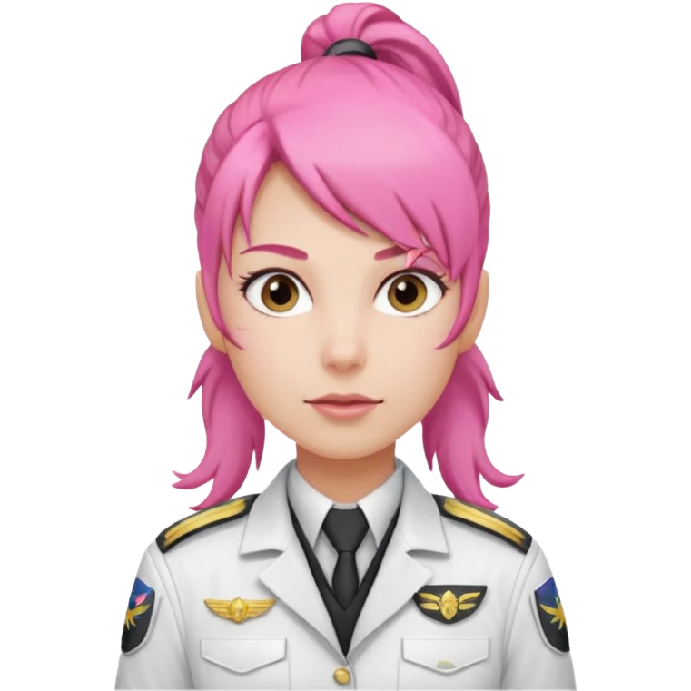 Commander Bloom – pink ponytail pilot in white uniform emoji