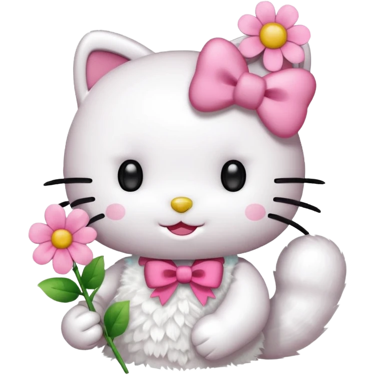 hello kitty giving flower emoji