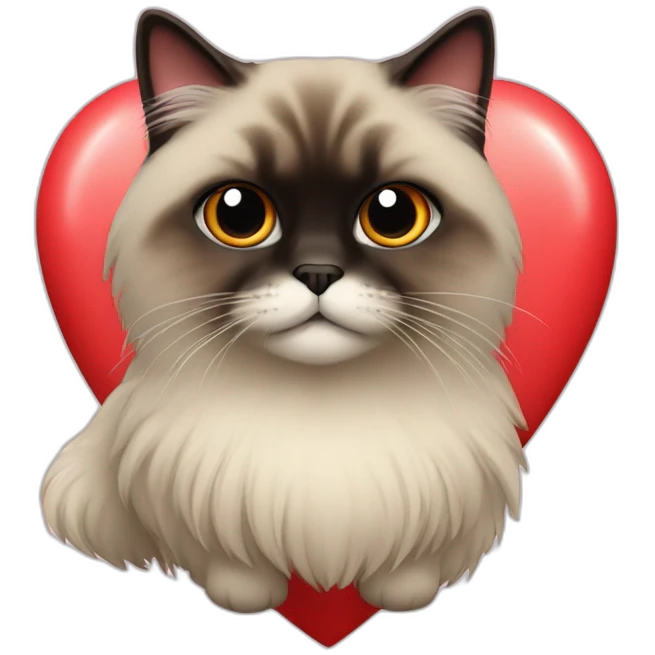 Himalayan cat in red heart emoji