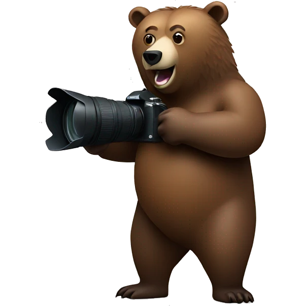 grizzly bear holding camera emoji