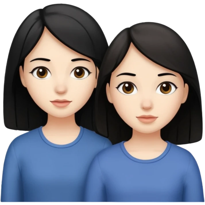 Two sisters one brunette one white with black hair one a little taller than the other.  emoji