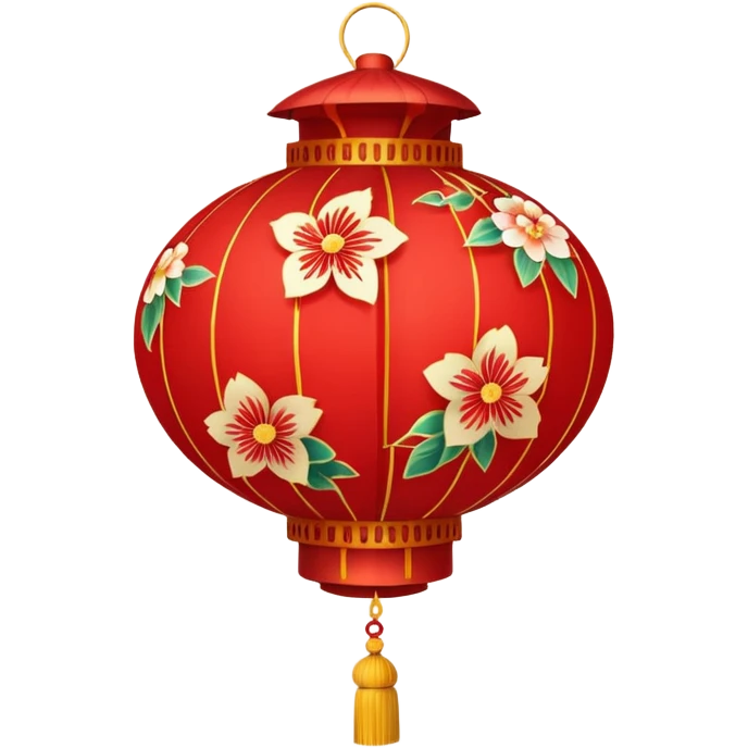 cute chinese red lantern with floral decoratons emoji