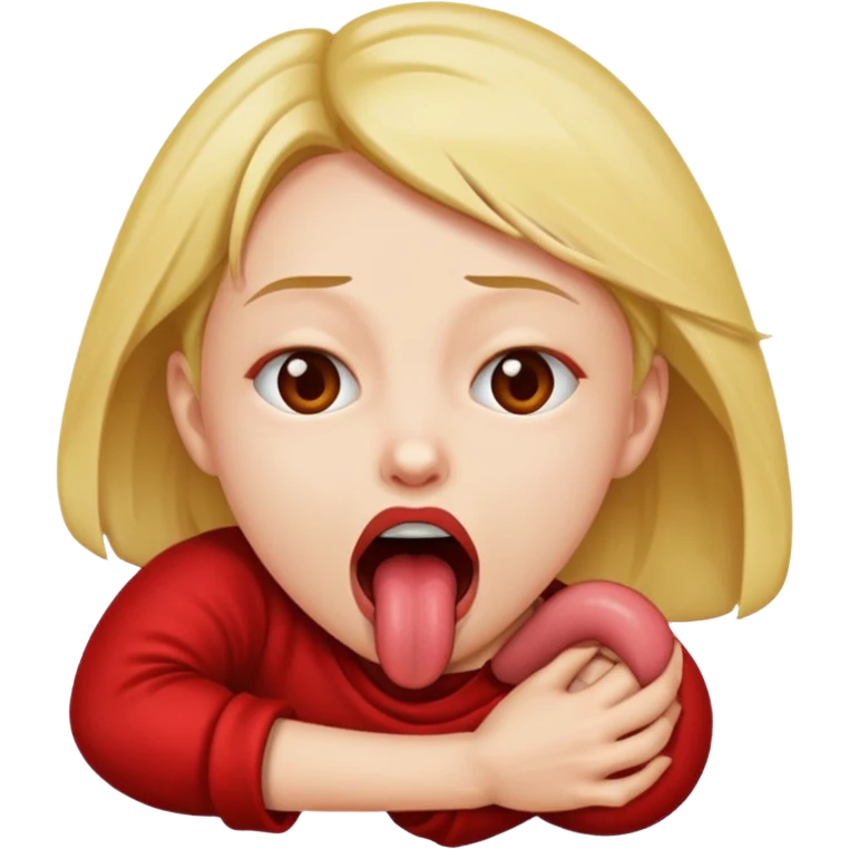tongue out and strangle yourself emoji