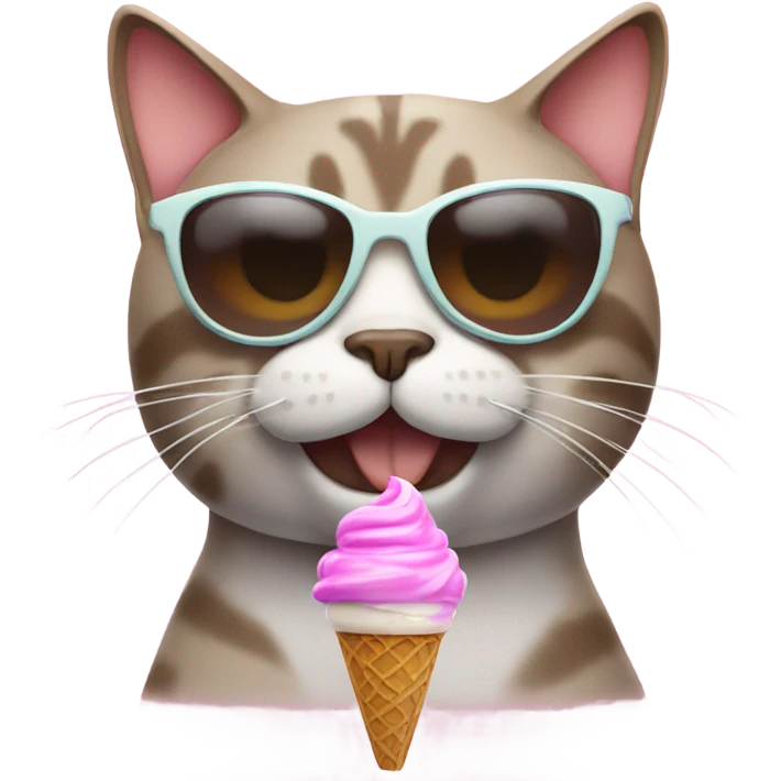 cat with ice cream and sunglasses emoji