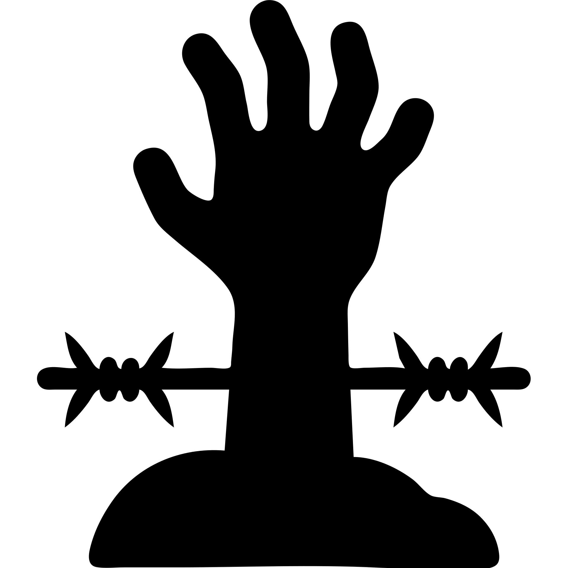 solid filled icon representing DayZ with a zombie hand and barbed wire emoji