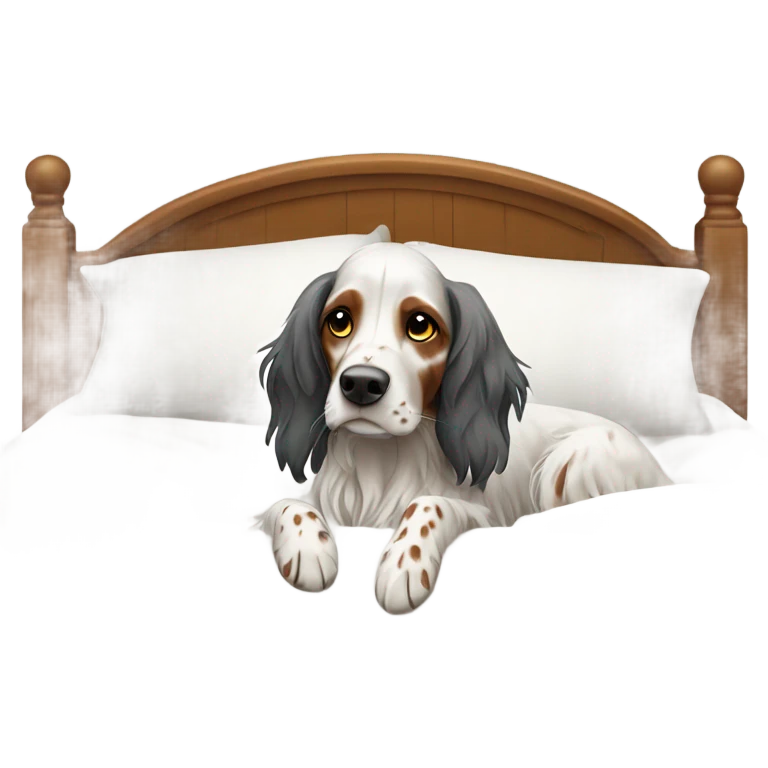 English setter in bed emoji
