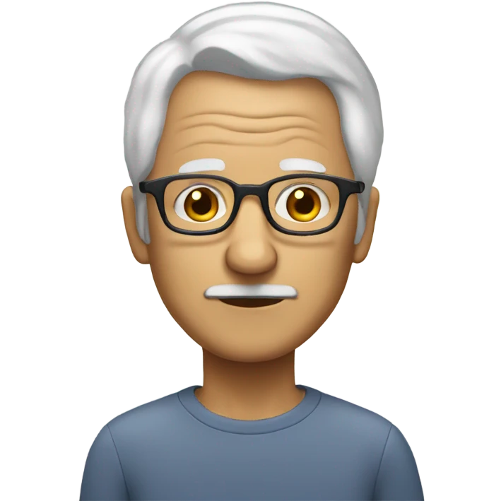 Old man glasses receding white hair emoji