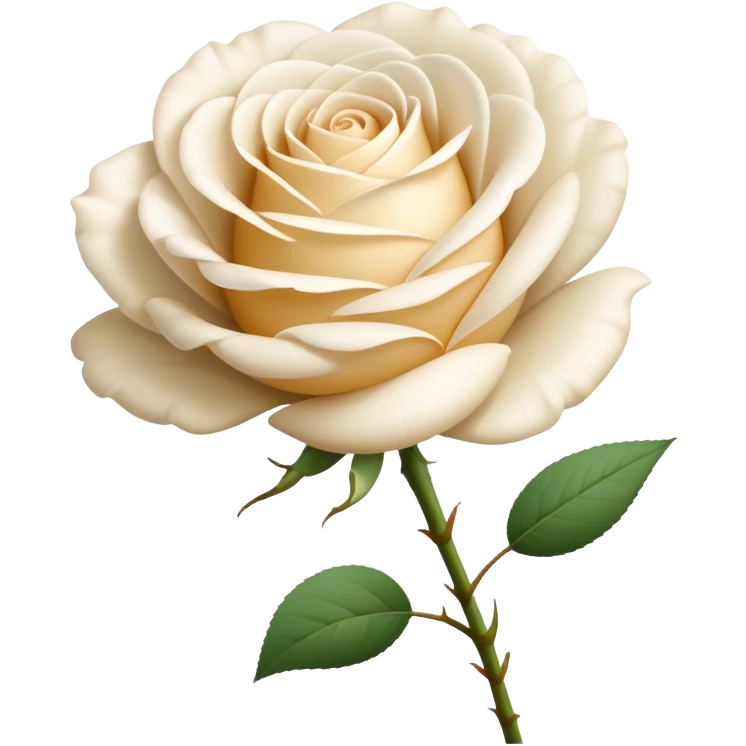 single Cream Tea Rose, straight stem emoji