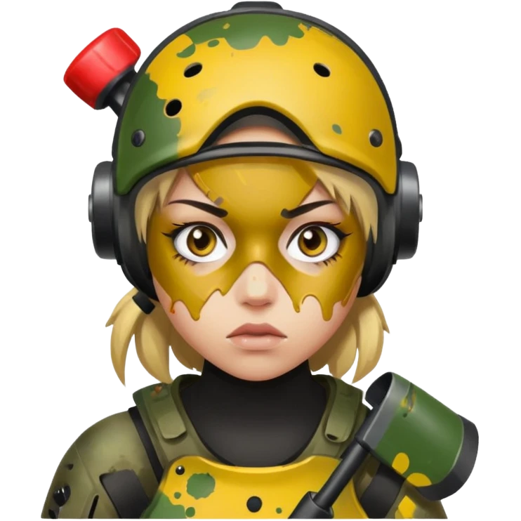 paintball player face girl emoji