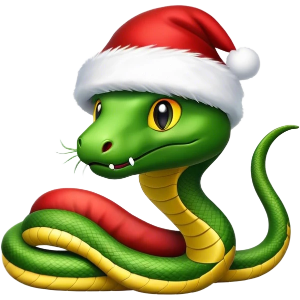 Snake wearing Santa hat emoji