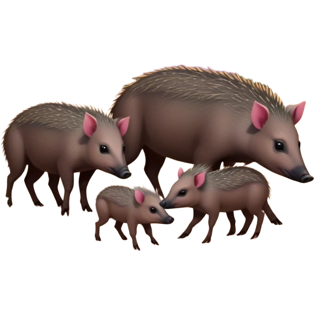 Circular picture of a javelina family foraging in the desert at sunset  emoji