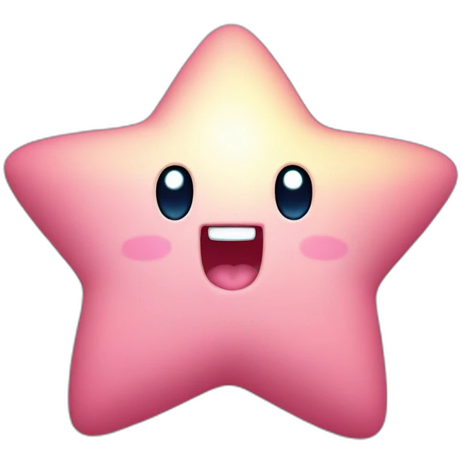 clean cute happy Kirby with a golden star emote emoji