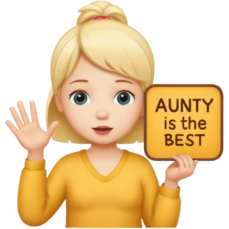 Baby holding a sign saying Aunty is the best  emoji