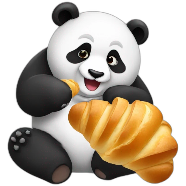 Panda eating a croissant emoji