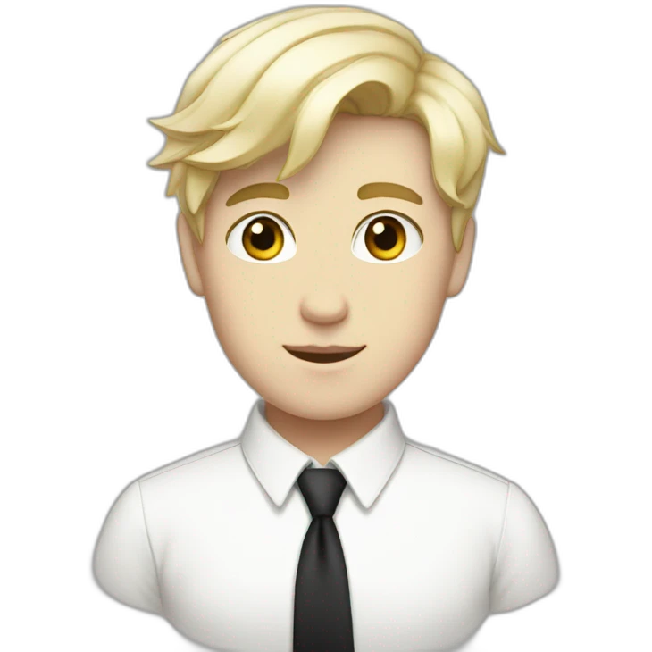 androgynous white boy bang black hair white short black tie emoji