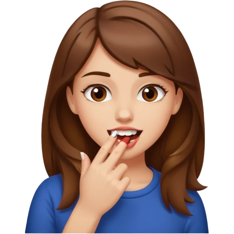 Une fille brune et blanche qui se mord l'ongle avec ses dents comme si elle draguait qqn emoji