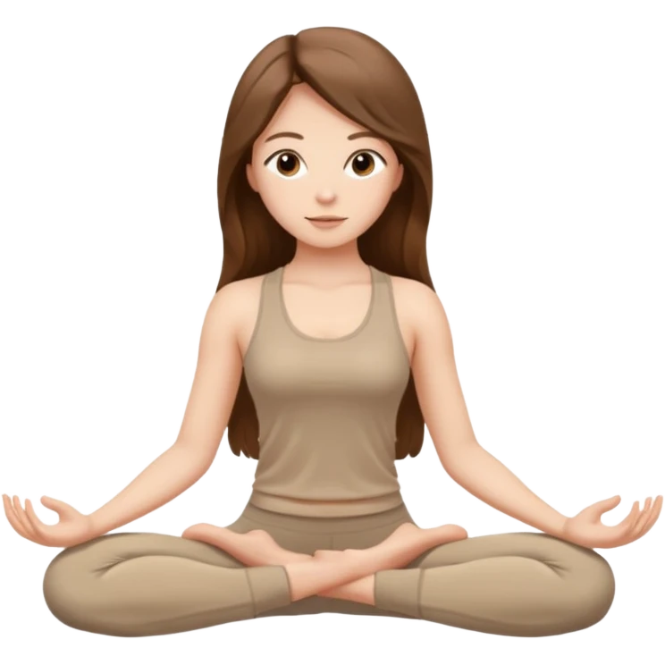 girl long brown hair yoga wearing beige emoji