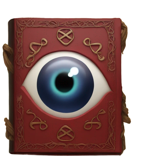 spell book that's red with eye in the middle with runes emoji
