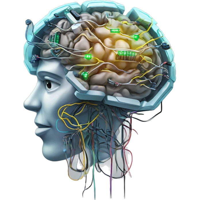 Cyborg brain with circuitry and wires emoji