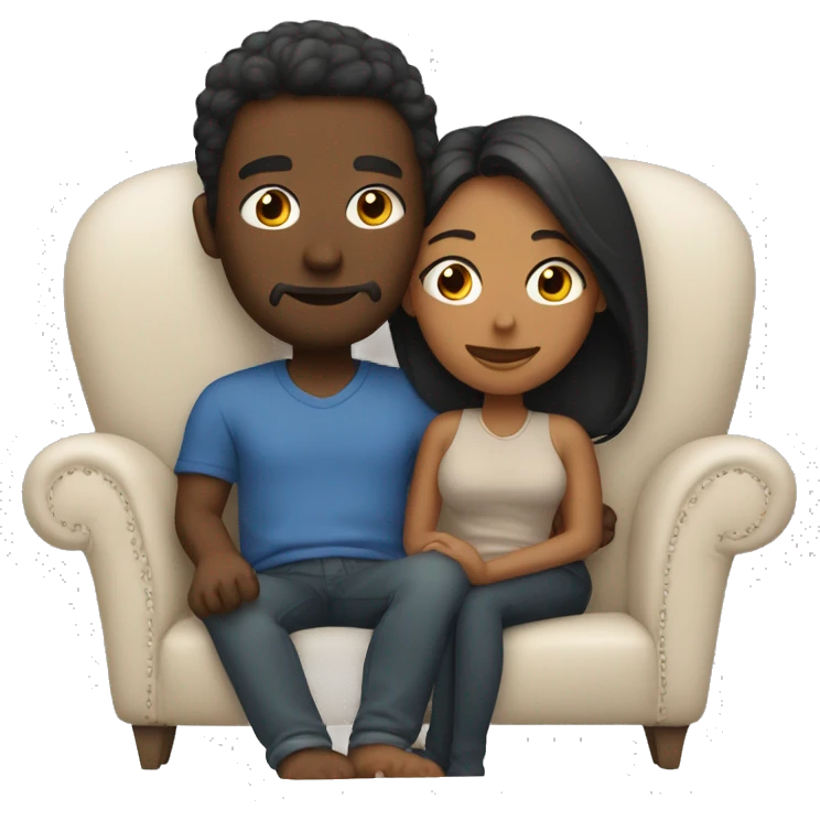 Couple snuggling on couch  emoji