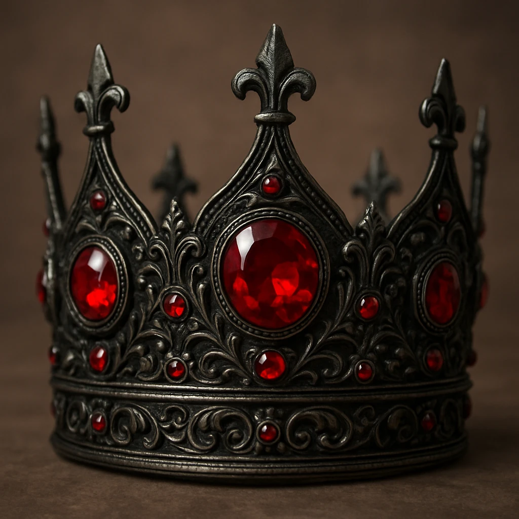 realistic black crown with red gems in a detailed style emoji