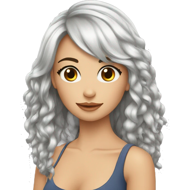 uma moça loira de olhos azuis cabelo longo e liso emoji