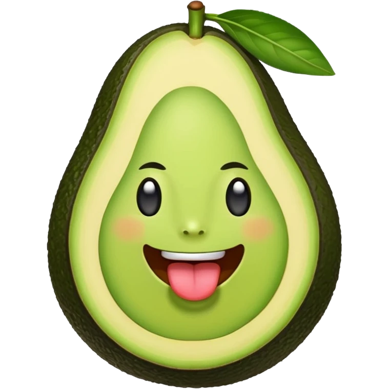 A smiling avocago with its tongue out to the side emoji