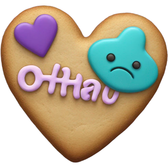 Teal purple Cookie heart with ohana emoji