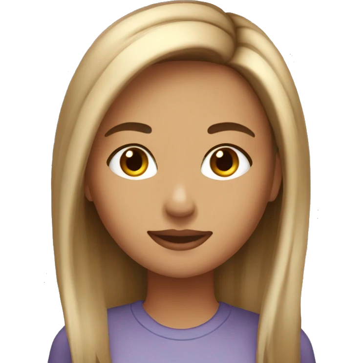 A cool girl with long brown and and blonde highlights  emoji