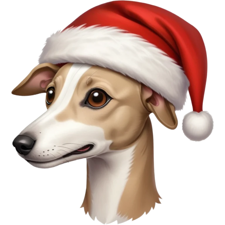 Whippet with santa hat emoji