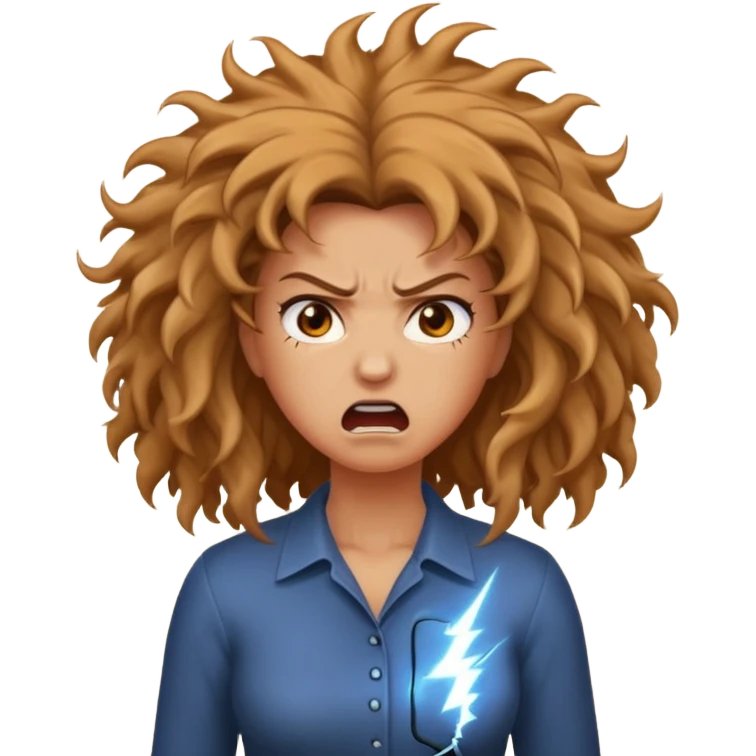 angry electrocuted woman emoji