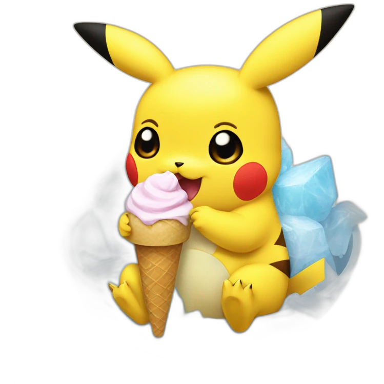 Pikachu eating ice cream  emoji
