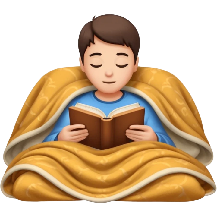 reading a book under a blanket – cozy and dream emoji