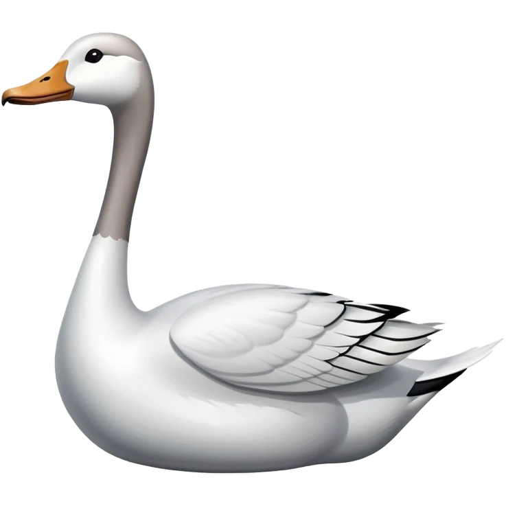 A naval vessel with a flight deck and a long-necked white goose head extending from the bow emoji