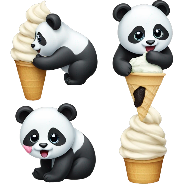 Panda eating ice crea emoji