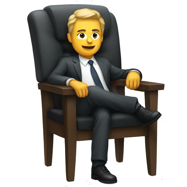 a director on a chair, legs crossed, confidently sitting emoji
