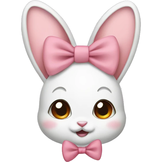 Baby bunny with coquette bow on ear emoji
