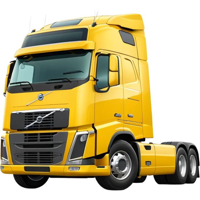 Volvo semi truck bright yellow three-quarters view emoji
