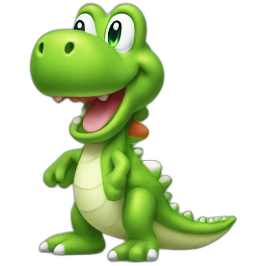 Yoshi with long tongue sticking out emoji