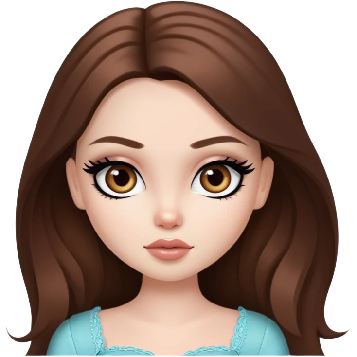 pretty bratz girl, long brown hair, brown eyes, black eyeliner, pale skin emoji