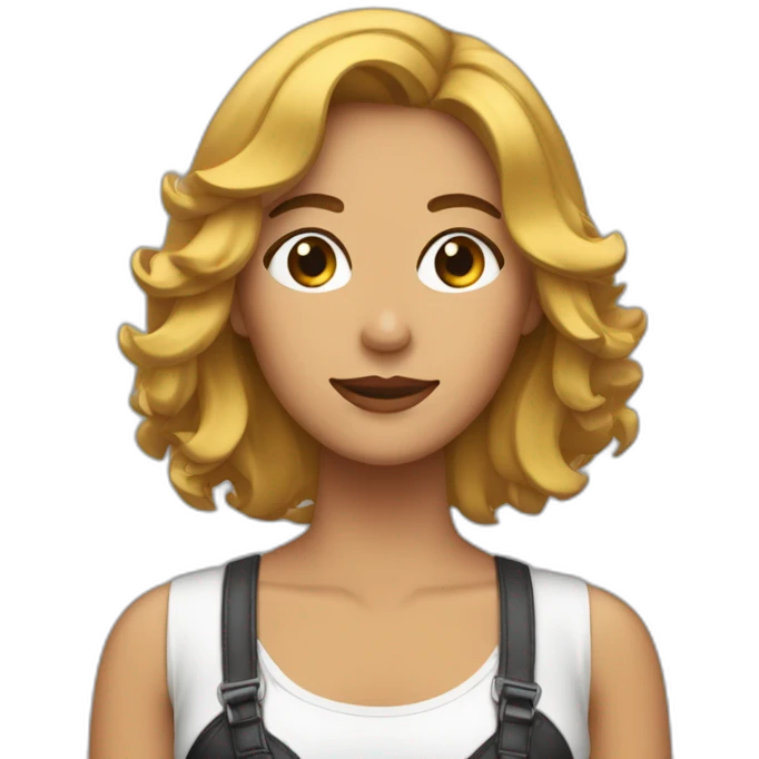 Mujer con media melena rizada con mechas emoji
