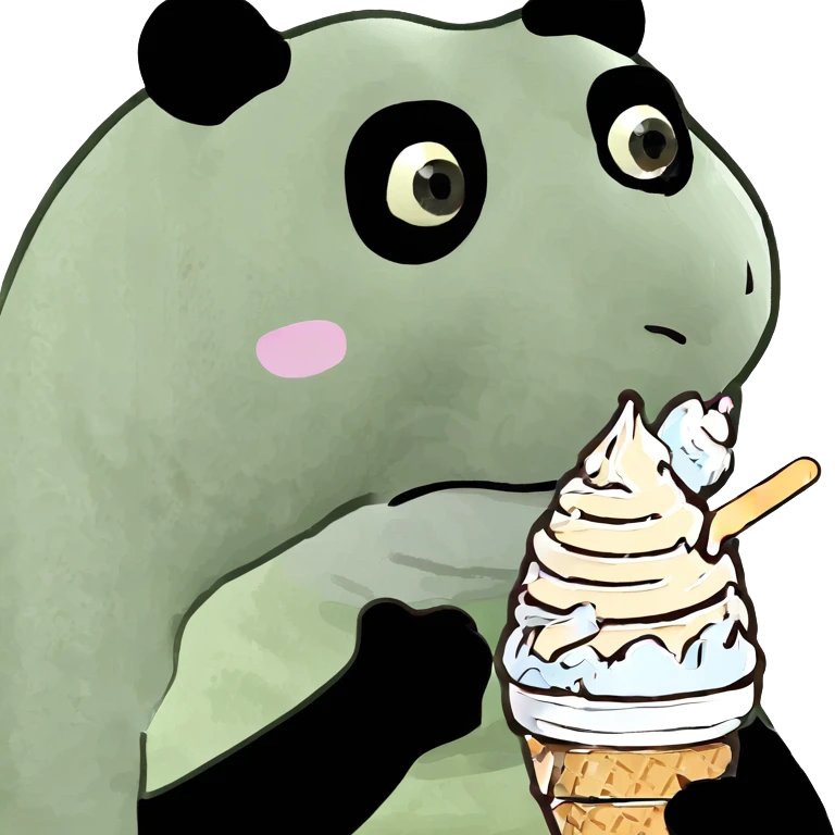 Panda eating ice cream emoji