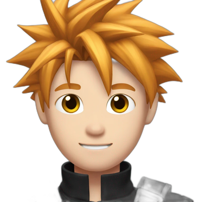 Cloud strife ginger hair. Black clothes full body  emoji