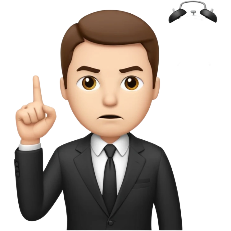 annoyed boss pointing at the clock emoji