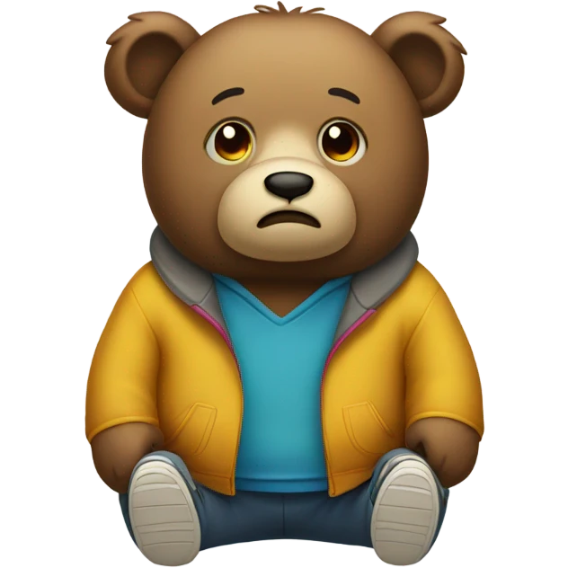 Sad bear wearing shoes emoji