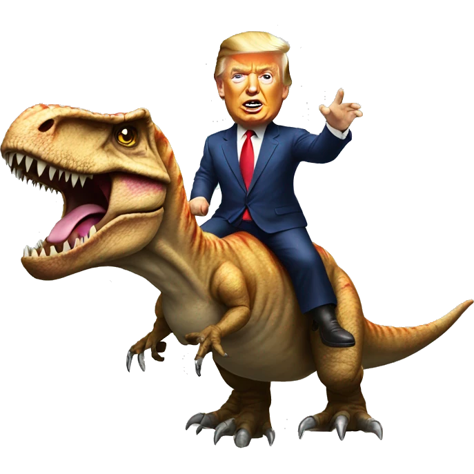 Donald Trump riding a t-Rex emoji