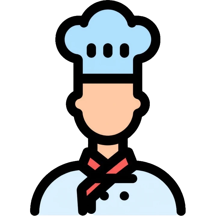 a pastry chef with a blue, white, and red collar emoji